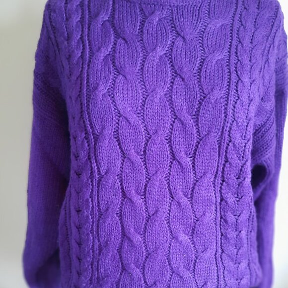 Vintage Purple Cable Knit Sweater - Picture 2 of 6